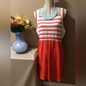 MODCLOTHS RETRO STYLE RED AND CREAM STRIPE knit DRESS